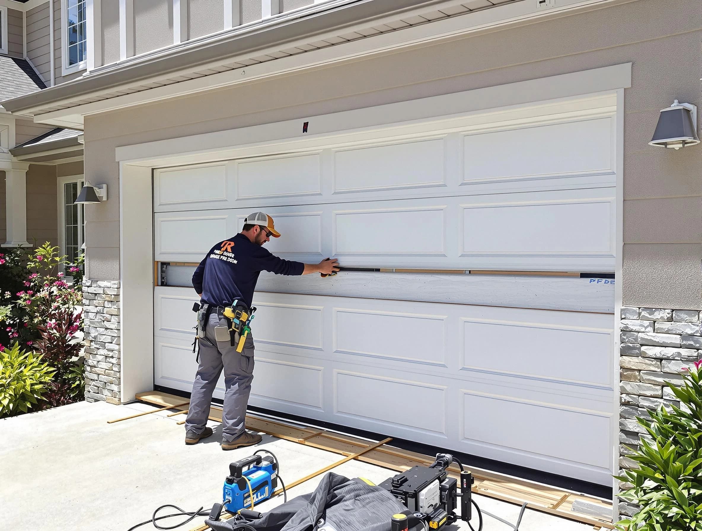 Canton Garage Door Repair team performing complete garage door replacement at Canton residence