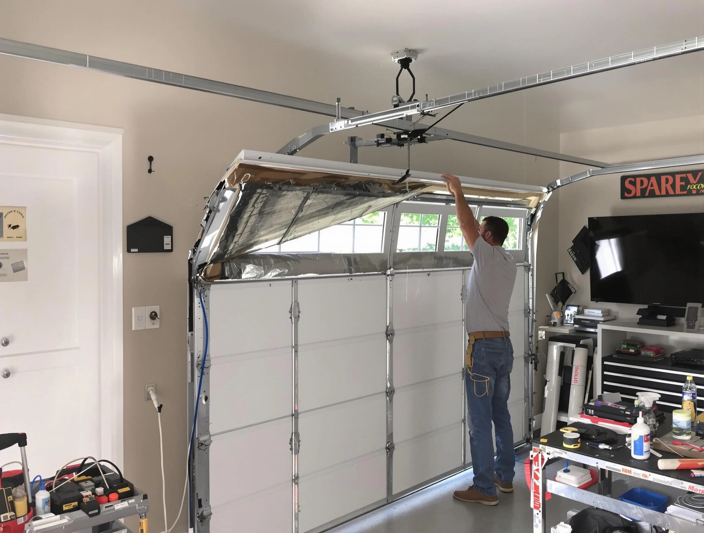 Garage door section replacement by Canton Garage Door Repair in Canton