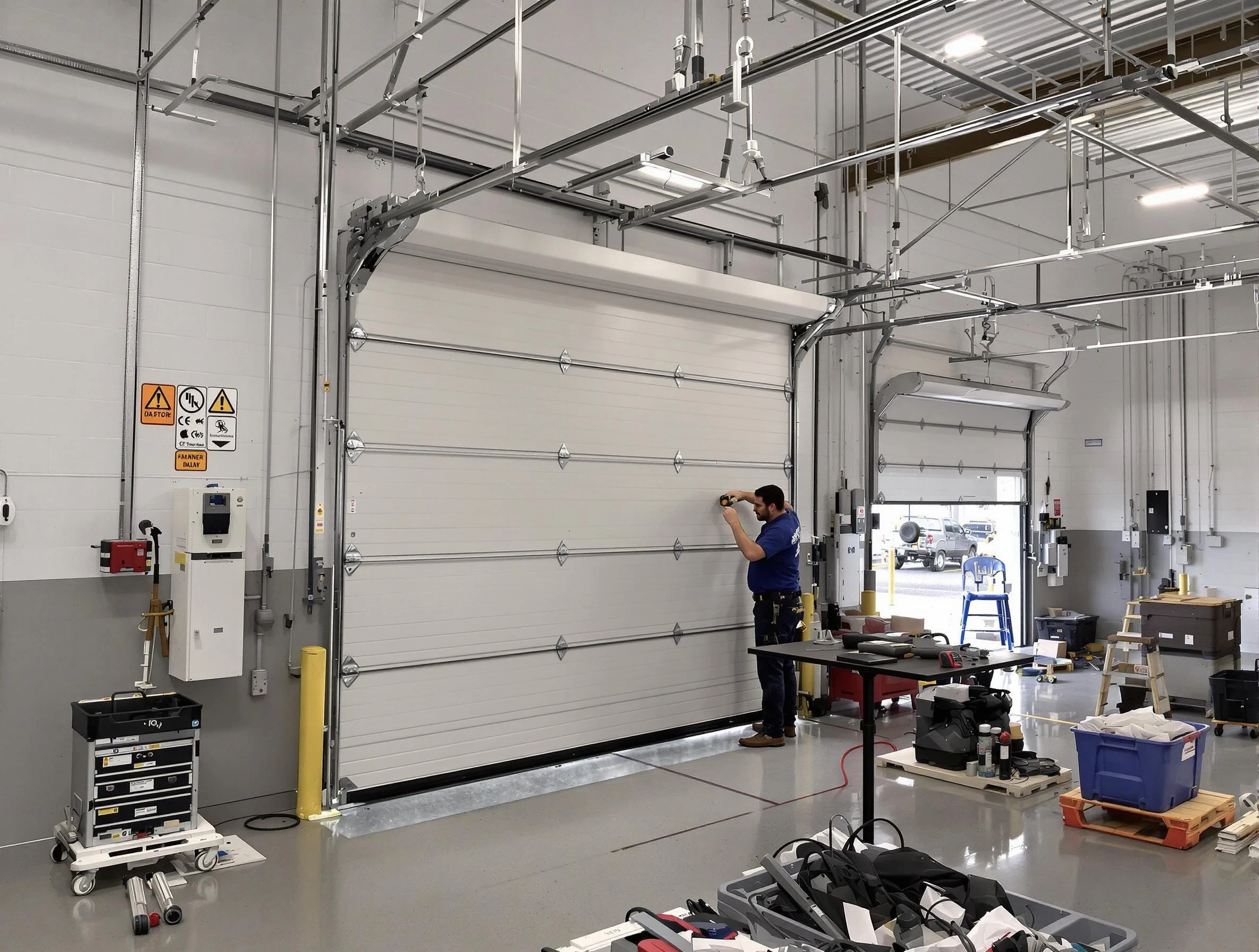 Commercial garage door repair being performed by Canton Garage Door Repair expert in Canton